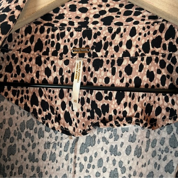 Free People Daria Oversized Leopard Shirt Dress Duster Animal Print XS - Picture 7 of 12